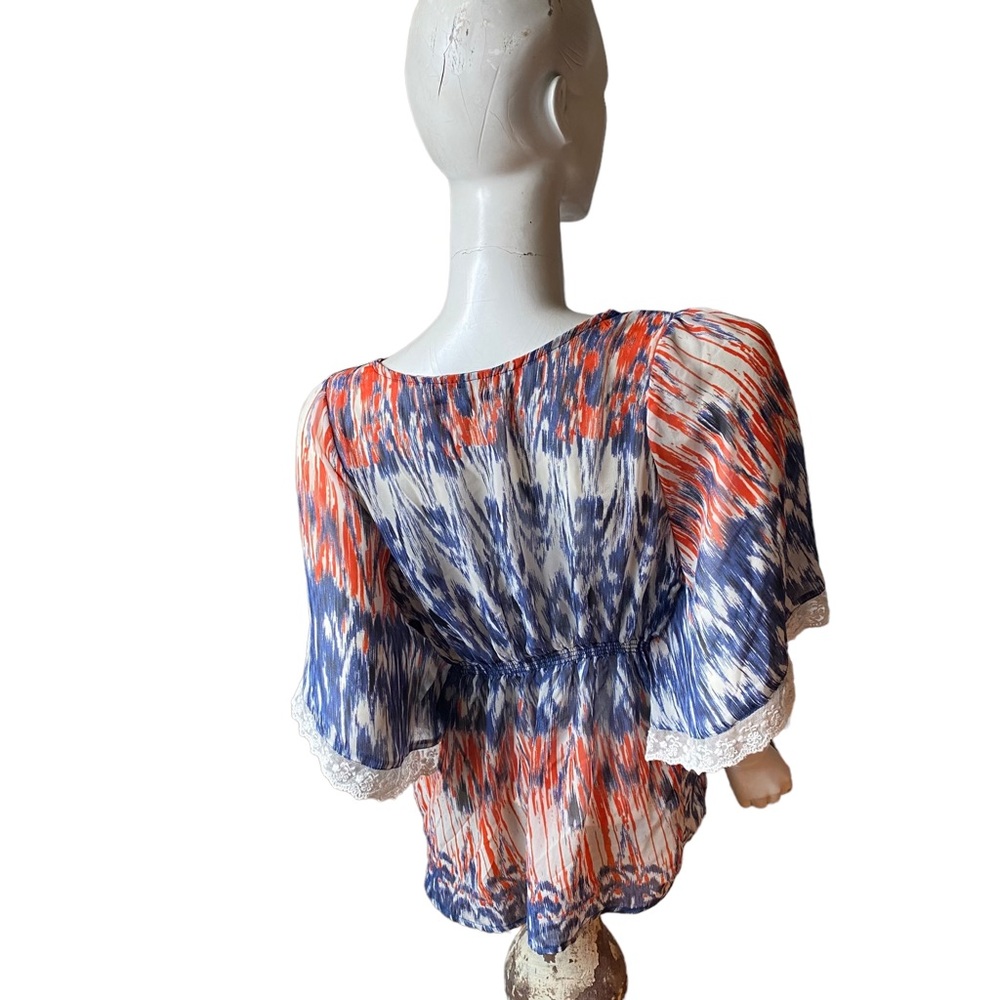 Paola Poggi Italian peach long sleeve sheer boho chic blouse cover up IT 38 US S - Picture 5 of 9